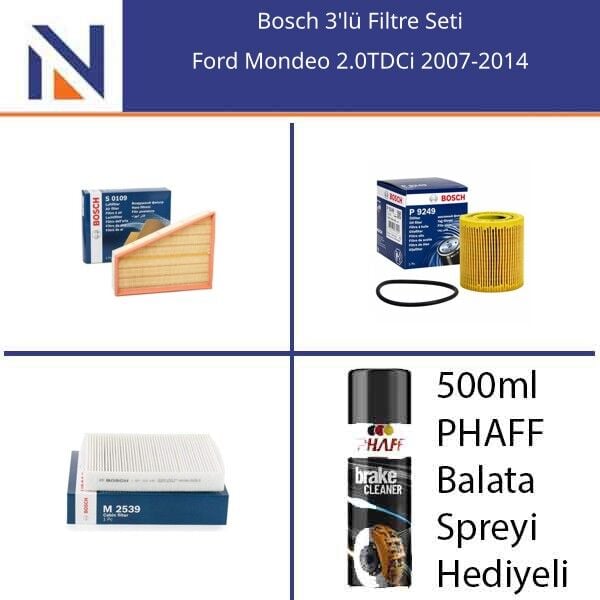 Ford Mondeo 2.0TDCi 2007-2014 Bosch 3'lü Filtre Seti
