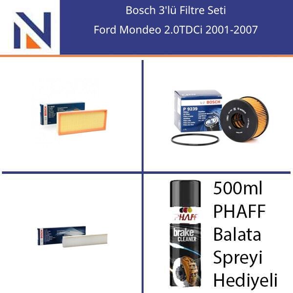 Ford Mondeo 2.0TDCi 2001-2007 Bosch 3'lü Filtre Seti