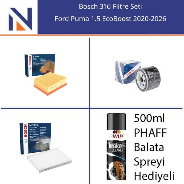 Ford Puma 1.5 EcoBoost 2020-2026 Bosch 3'lü Filtre Seti