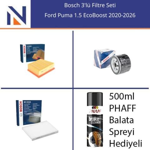 Ford Puma 1.5 EcoBoost 2020-2026 Bosch 3'lü Filtre Seti