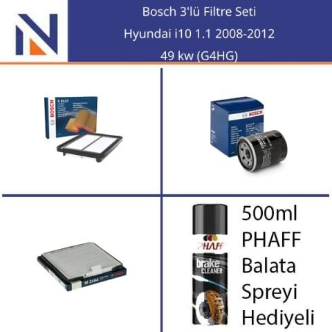 Hyundai i10 1.1 2008-2012 Bosch 3'lü Filtre Seti
