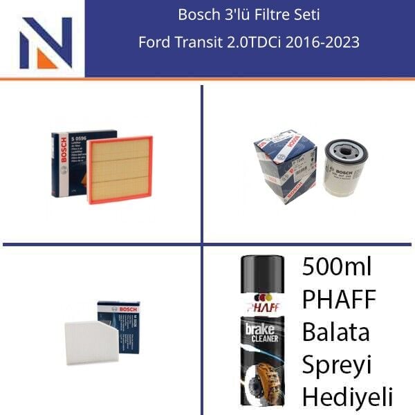 Ford Transit 2.0TDCi 2016-2023 Bosch 3'lü Filtre Seti
