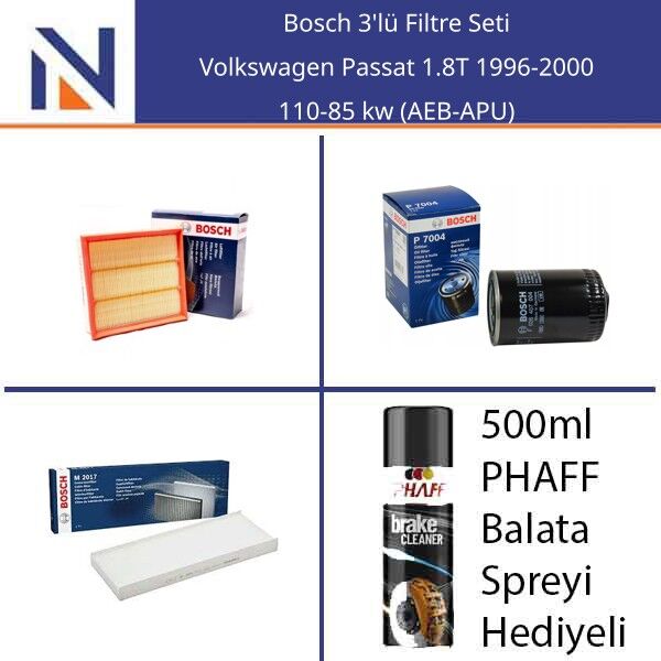 Volkswagen Passat 1.8T 1996-2000 Bosch 3'lü Filtre Seti