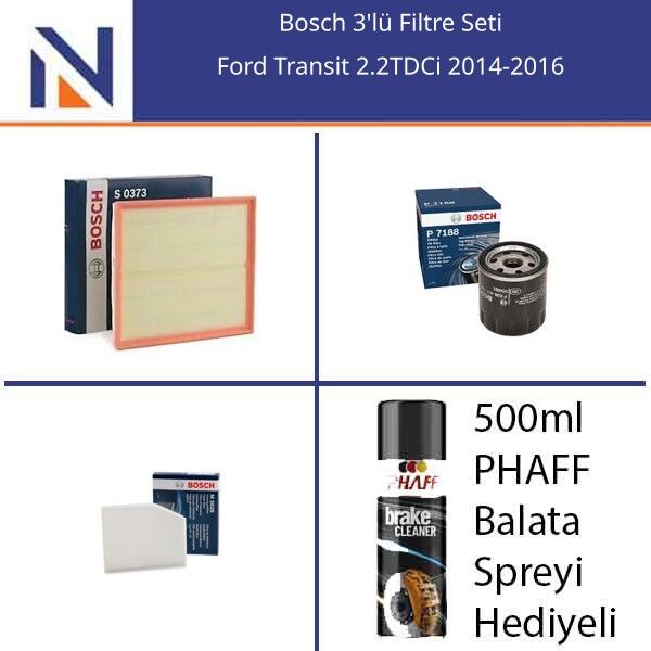 Ford Transit 2.2TDCi 2014-2016 Bosch 3'lü Filtre Seti