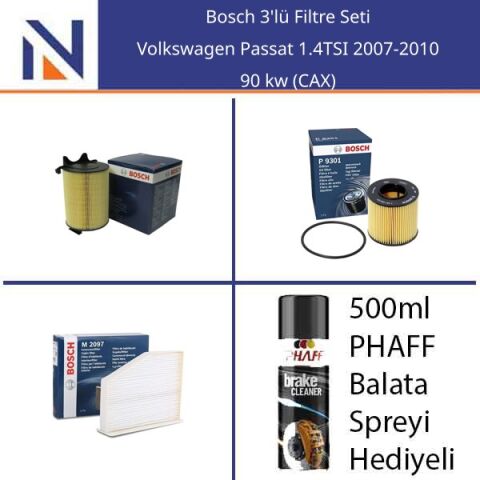 Volkswagen Passat 1.4TSI 2007-2010 Bosch 3'lü Filtre Seti