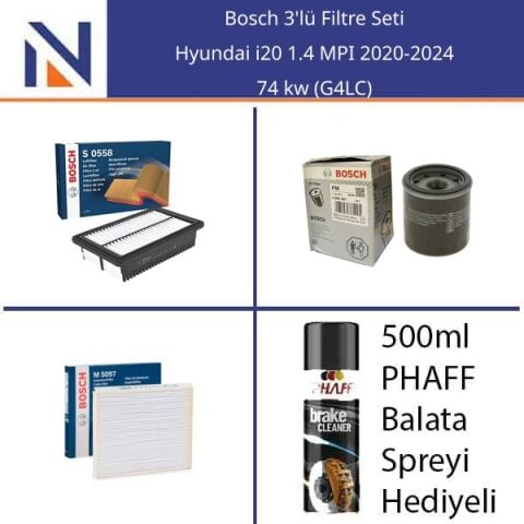 Hyundai i20 1.4 MPI 2020-2024 Bosch 3'lü Filtre Seti