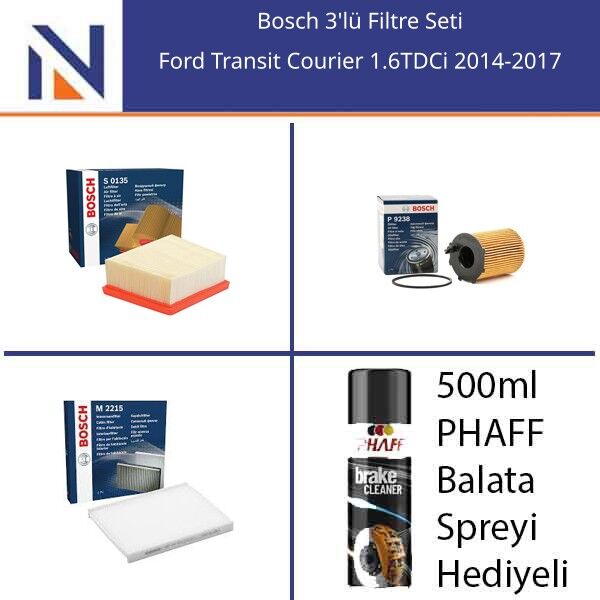 Ford Transit Courier 1.6TDCi 2014-2017 Bosch 3'lü Filtre Seti