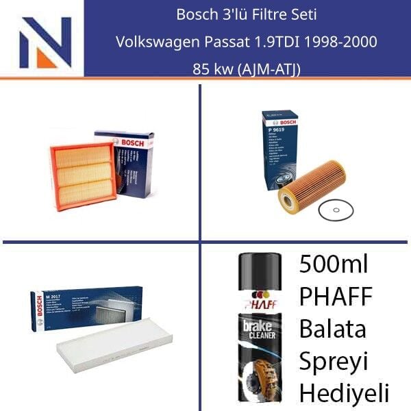 Volkswagen Passat 1.9TDI 1998-2000 Bosch 3'lü Filtre Seti