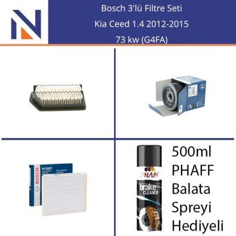 Kia Ceed 1.4 2012-2015 Bosch 3'lü Filtre Seti