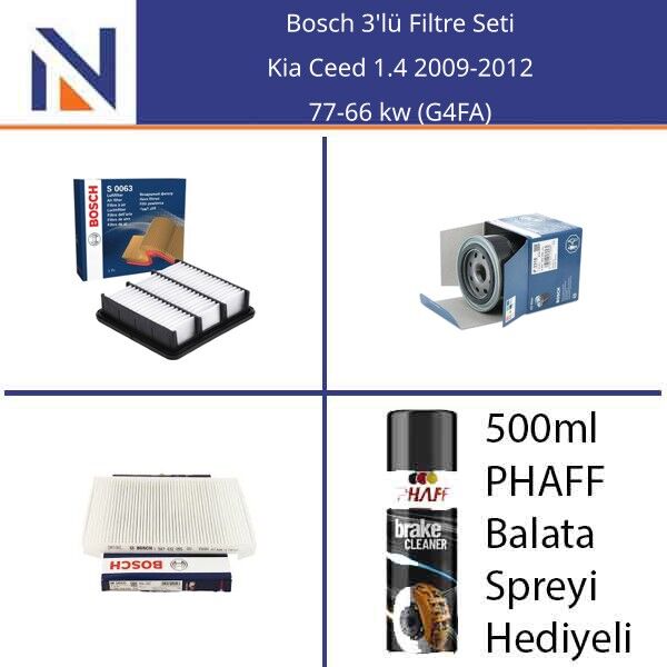Kia Ceed 1.4 2009-2012 Bosch 3'lü Filtre Seti