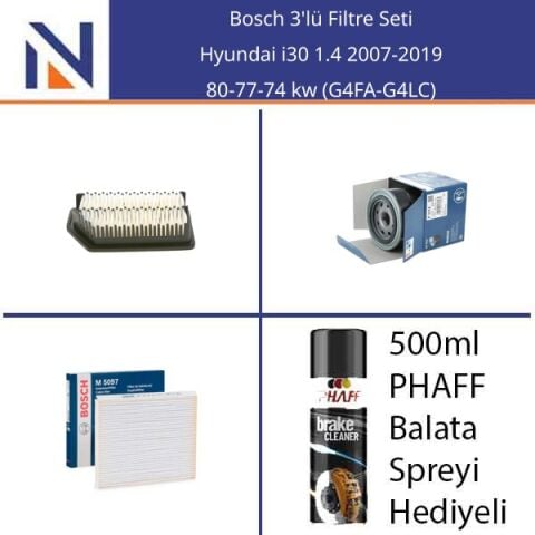 Hyundai i30 1.4 2007-2019 Bosch 3'lü Filtre Seti