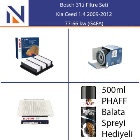 Kia Ceed 1.4 2009-2012 Bosch 3'lü Filtre Seti