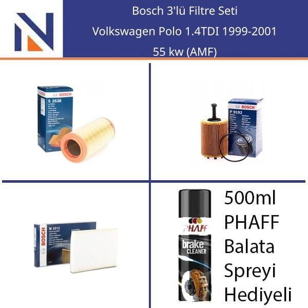 Volkswagen Polo 1.4TDI 1999-2001 Bosch 3'lü Filtre Seti