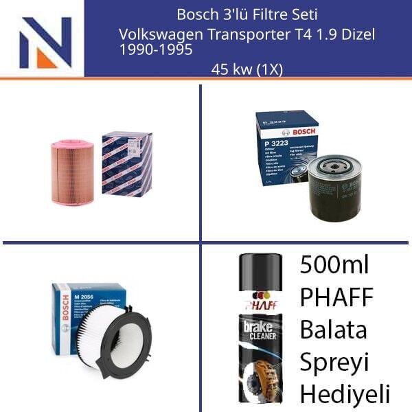 Volkswagen Transporter T4 1.9 Dizel 1990-1995 Bosch 3'lü Filtre Seti