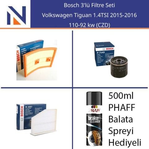 Volkswagen Tiguan 1.4TSI 2015-2016 Bosch 3'lü Filtre Seti