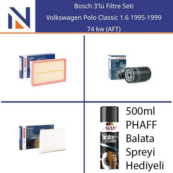 Volkswagen Polo Classic 1.6 1995-1999 Bosch 3'lü Filtre Seti
