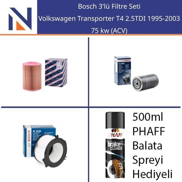Volkswagen Transporter T4 2.5TDI 1995-2003 Bosch 3'lü Filtre Seti