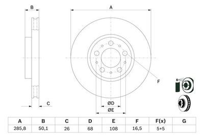Volvo S60 2.0 T 2000-2009 Bosch Ön Disk 286mm 2 Adet