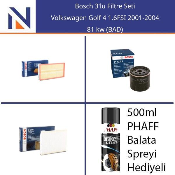 Volkswagen Golf 4 1.6FSI 2001-2004 Bosch 3'lü Filtre Seti