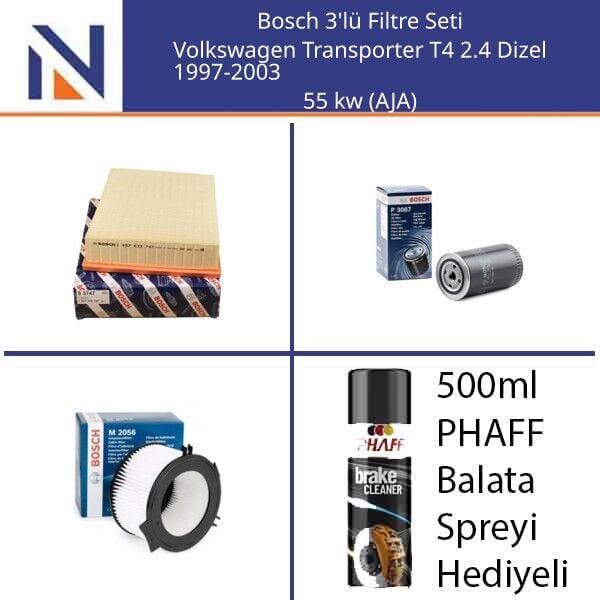 Volkswagen Transporter T4 2.4 Dizel 1997-2003 Bosch 3'lü Filtre Seti