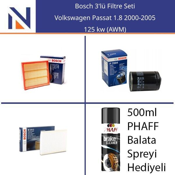 Volkswagen Passat 1.8 2000-2005 Bosch 3'lü Filtre Seti