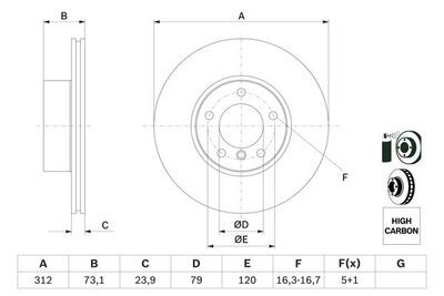 BMW 3 F30 320d xD 2.0 2012-2015 Bosch Ön Disk 312mm 2 Adet