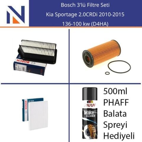Kia Sportage 2.0CRDi 2010-2015 Bosch 3'lü Filtre Seti