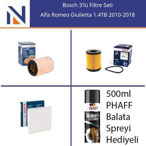 Alfa Romeo Giulietta 1.4TB 2010-2018 Bosch 3'lü Filtre Seti