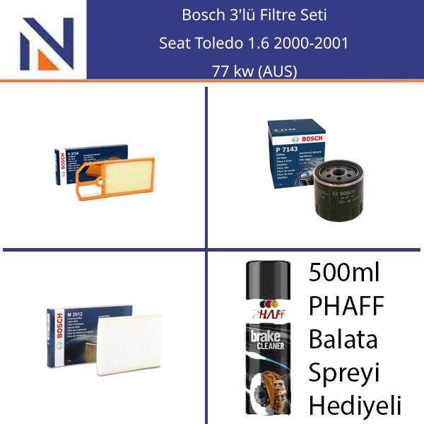 Seat Toledo 1.6 2000-2001 Bosch 3'lü Filtre Seti