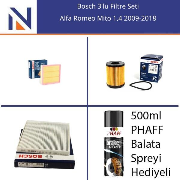 Alfa Romeo Mito 1.4 2009-2018 Bosch 3'lü Filtre Seti