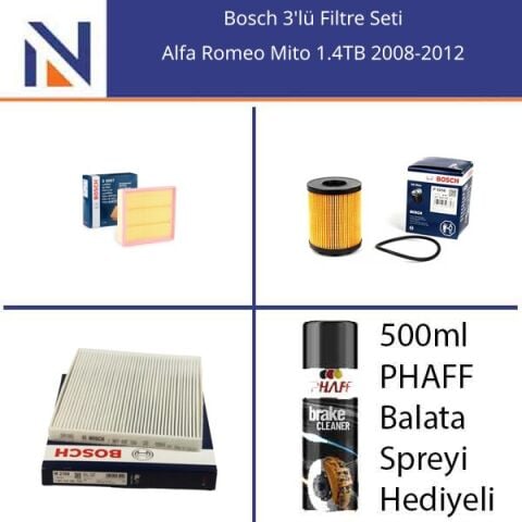 Alfa Romeo Mito 1.4TB 2008-2012 Bosch 3'lü Filtre Seti