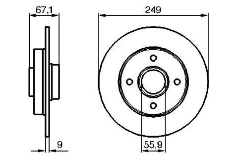 Peugeot 307 2.0 2000-2005 Bosch Arka Disk 249mm Rulmansız 2 Adet (RFN)