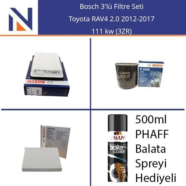 Toyota RAV4 2.0 2012-2017 Bosch 3'lü Filtre Seti
