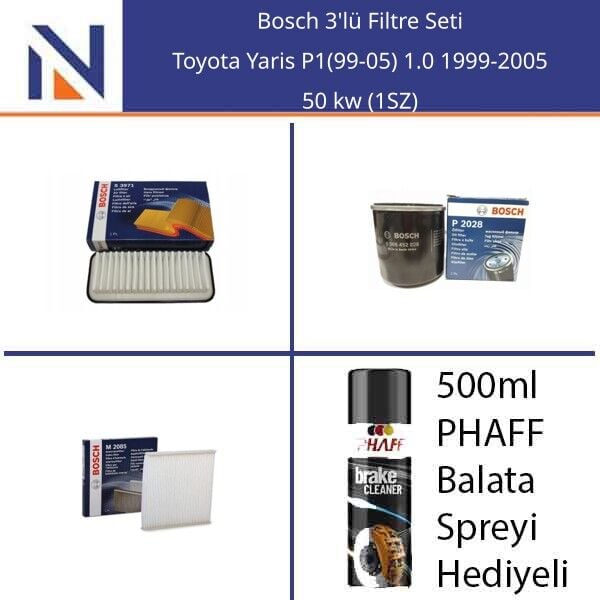 Toyota Yaris P1(99-05) 1.0 1999-2005 Bosch 3'lü Filtre Seti