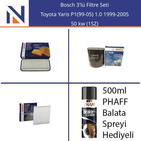 Toyota Yaris P1(99-05) 1.0 1999-2005 Bosch 3'lü Filtre Seti