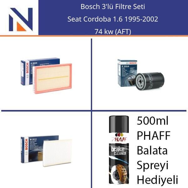 Seat Cordoba 1.6 1995-2002 Bosch 3'lü Filtre Seti