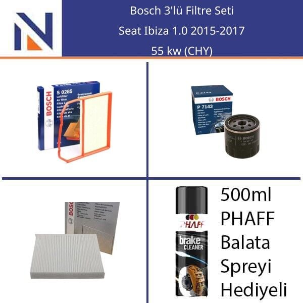 Seat Ibiza 1.0 2015-2017 Bosch 3'lü Filtre Seti
