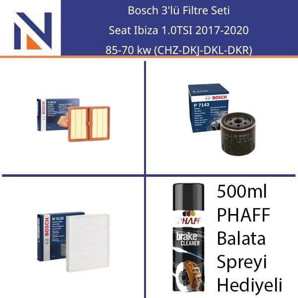 Seat Ibiza 1.0TSI 2017-2020 Bosch 3'lü Filtre Seti