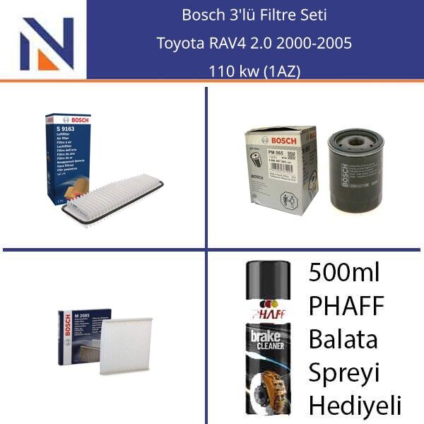 Toyota RAV4 2.0 2000-2005 Bosch 3'lü Filtre Seti
