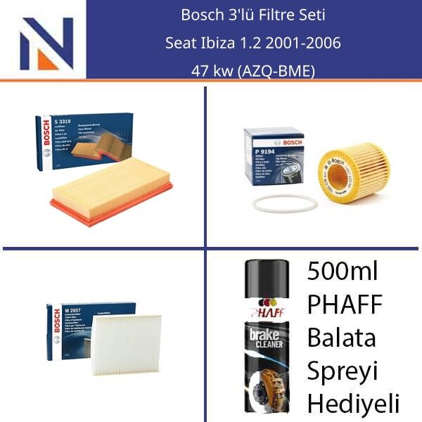 Seat Ibiza 1.2 2001-2006 Bosch 3'lü Filtre Seti