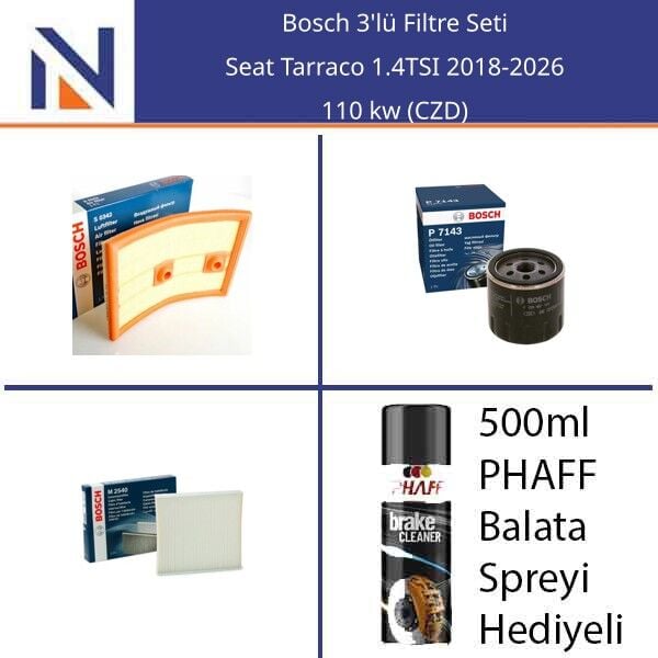 Seat Tarraco 1.4TSI 2018-2026 Bosch 3'lü Filtre Seti