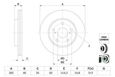Toyota Corolla 1.5VVTi 2021-2025 Bosch Ön Disk 282mm 2 Adet