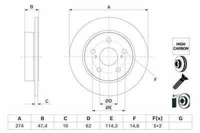 Toyota Corolla 1.5VVTi 2021-2025 Bosch Arka Disk 274mm 2 Adet