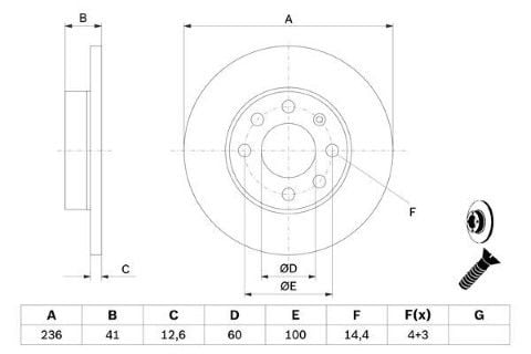 Opel Astra F 1.4 1992-1999 Bosch Ön Disk 236mm 2 Adet