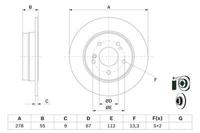 Mercedes E Serisi (210) E300d 3.0 1995-1997 Bosch Arka Disk 278mm 2 Adet