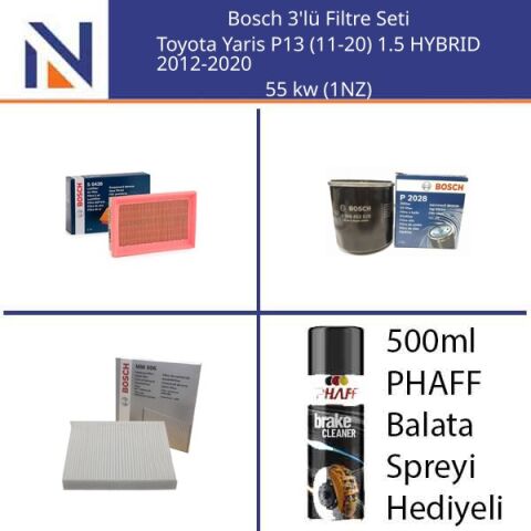 Toyota Yaris P13 (11-20) 1.5 HYBRID 2012-2020 Bosch 3'lü Filtre Seti