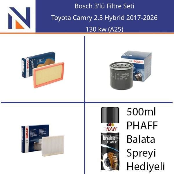 Toyota Camry 2.5 Hybrid 2017-2026 Bosch 3'lü Filtre Seti