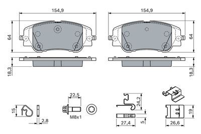 Opel Mokka 1.2 2020-2026 Bosch Ön Balata NETPAR26620