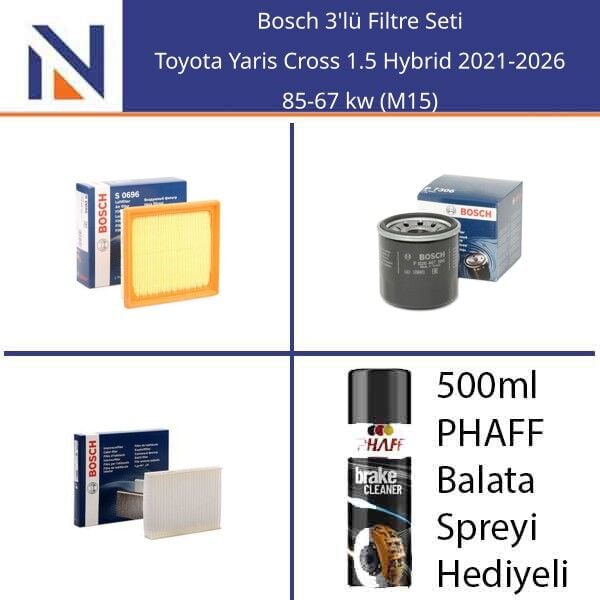 Toyota Yaris Cross 1.5 Hybrid 2021-2026 Bosch 3'lü Filtre Seti
