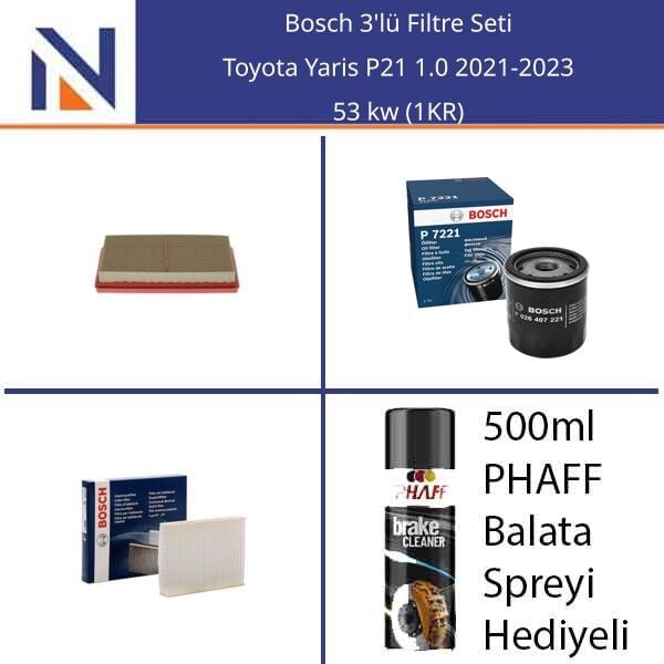 Toyota Yaris P21 1.0 2021-2023 Bosch 3'lü Filtre Seti
